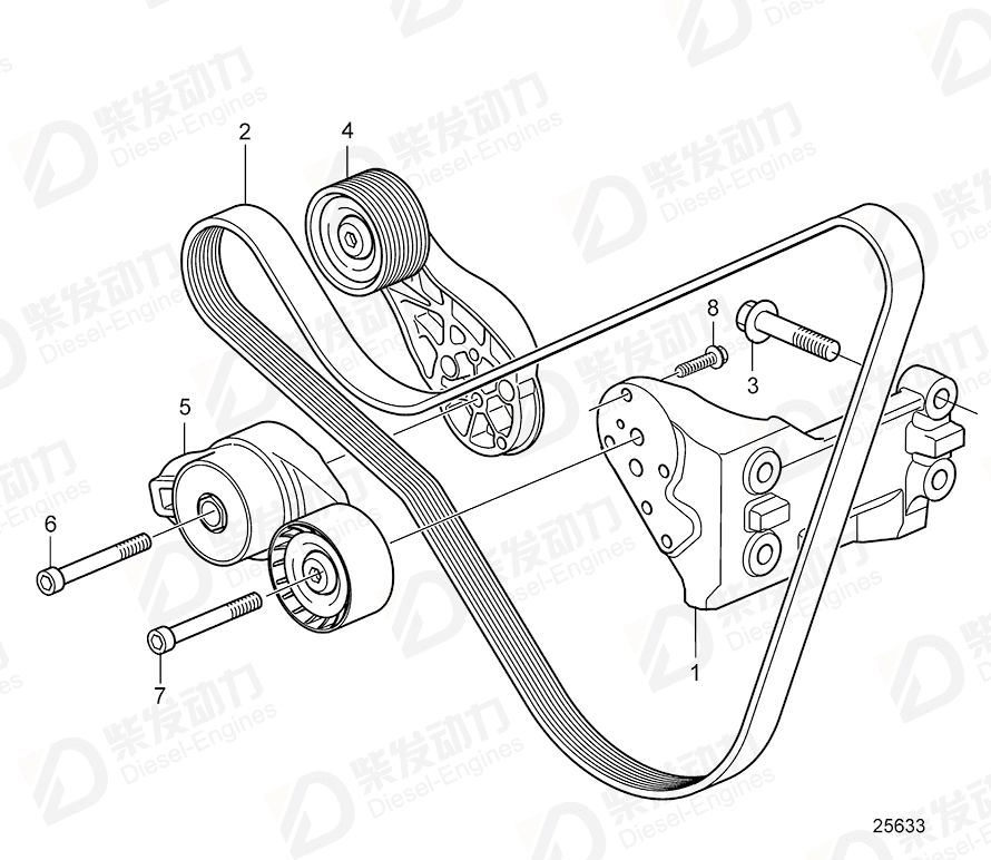 VOLVO V-ribbed belt 20430615 Drawing VOLVO V-ribbed belt 20430615 Drawing